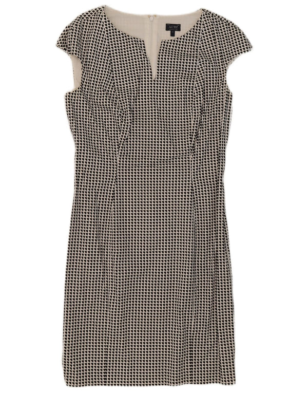 Abito Tubino Donna Armani Jeans IT 48 XL Cotone Geometrico Bianco