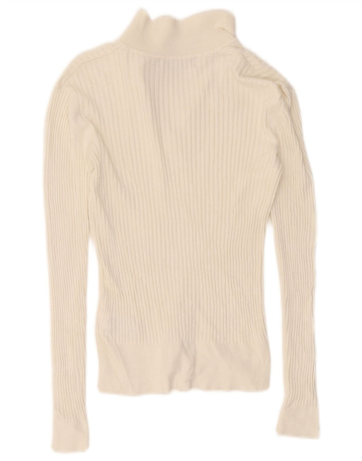 Maglione a collo alto da donna Marks & Spencer UK 8 piccolo in viscosa bianca