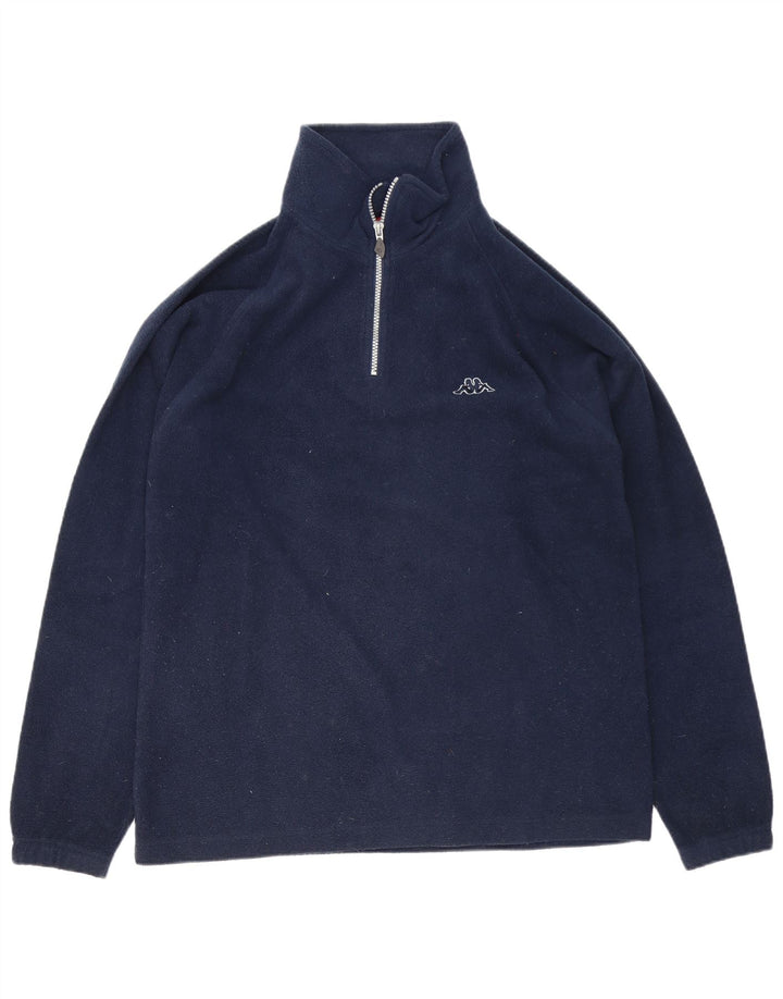 Maglione in pile da uomo Kappa con zip e collo medio in poliestere blu navy