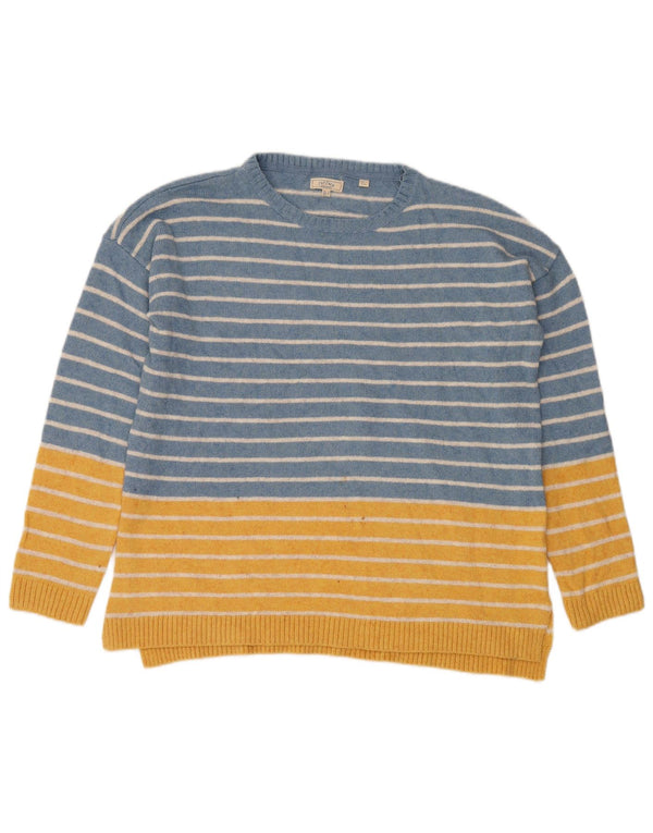 Maglione maglione girocollo da donna FAT FACE UK 12 a righe blu medio