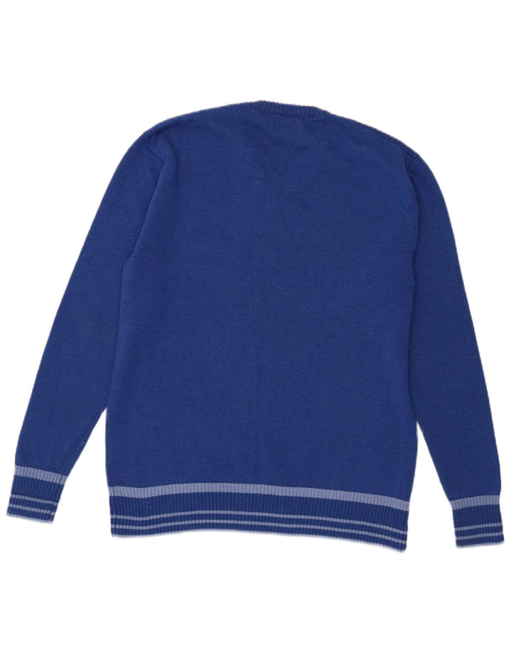 Maglione da uomo con scollo a V Kickers in lana blu medio