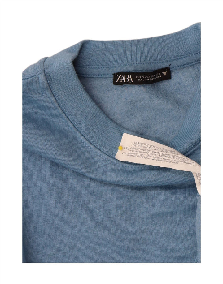 Felpa corta da donna Zara UK 10 piccola blu poliestere