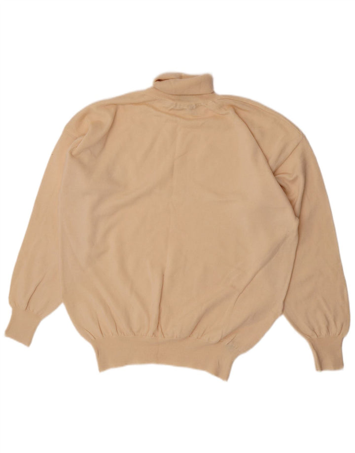 Maglione maglione vintage da uomo con collo alto XL in lana beige