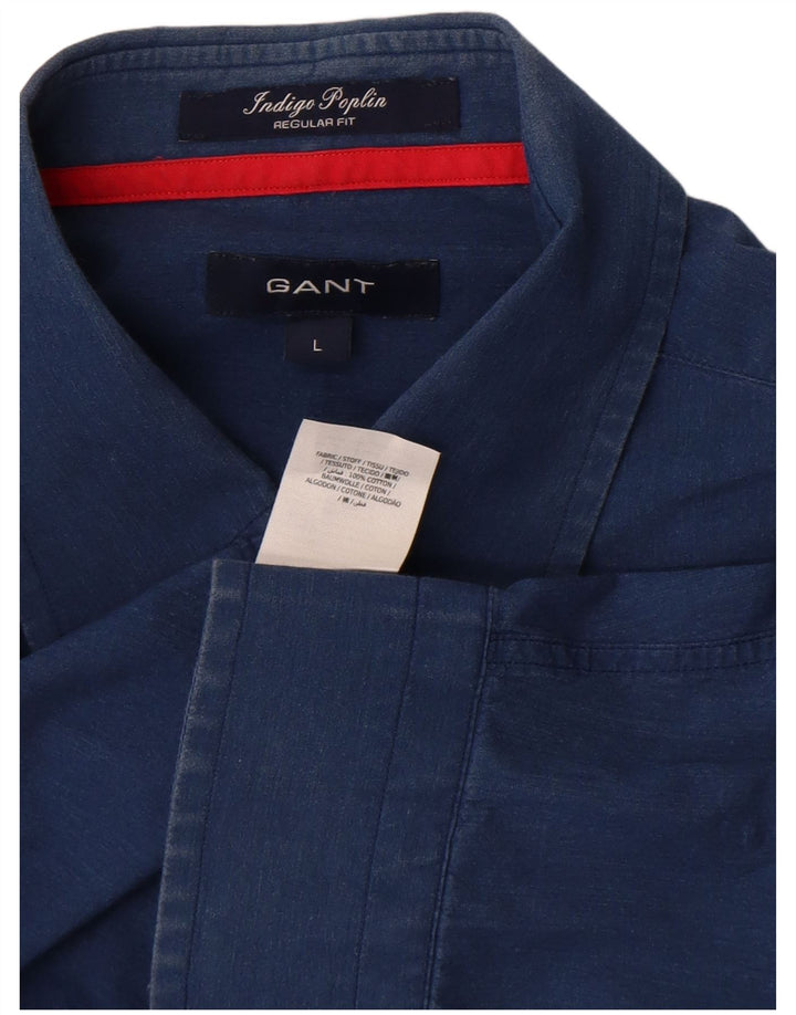 GANT Camicia Regular Fit da Uomo Large in Cotone Blu