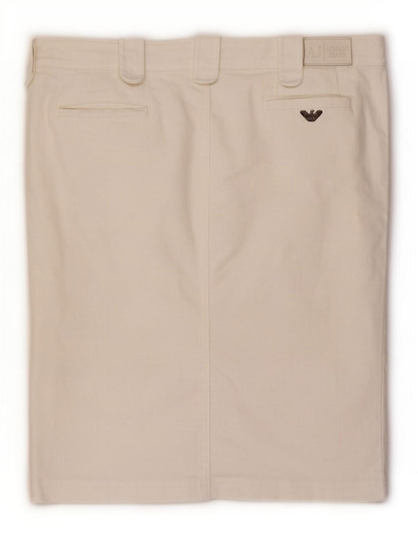 Gonna in denim da donna Armani UK 16 grande W34 cotone bianco sporco