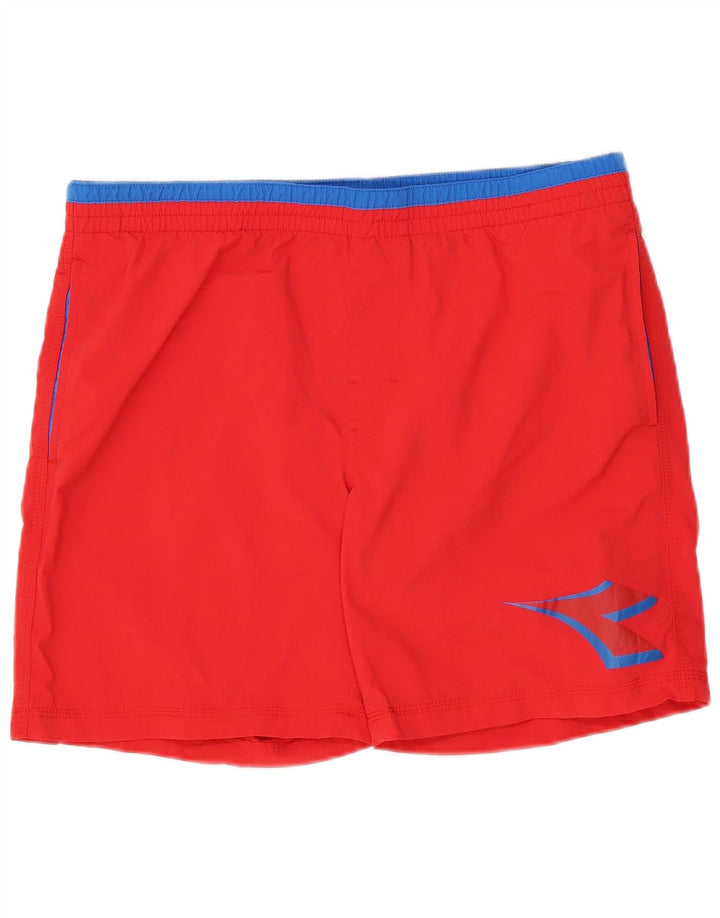 Pantaloncini da bagno grafici da uomo Diadora XL rosso color block in poliammide