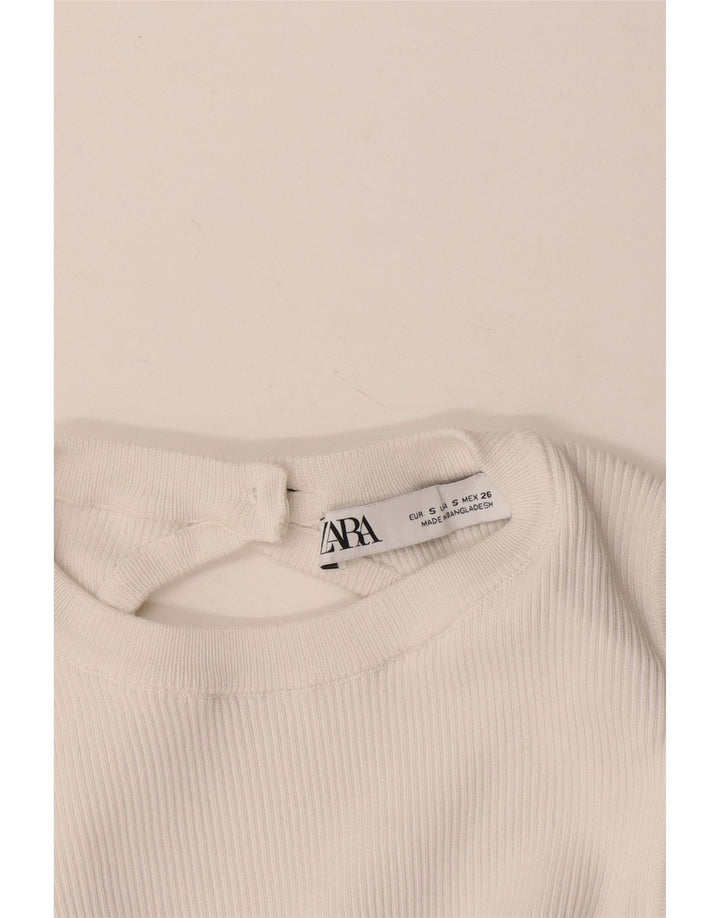 Abito maglione senza maniche da donna ZARA UK 8 piccolo bianco