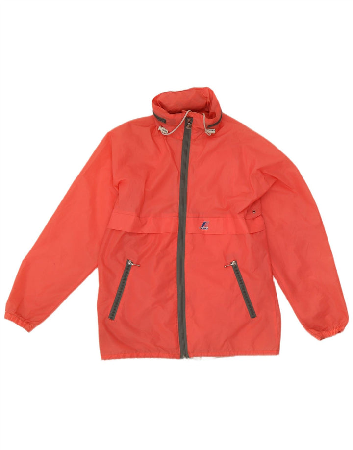 Giacca antipioggia con cappuccio da donna K-Way UK 16 Large Arancione