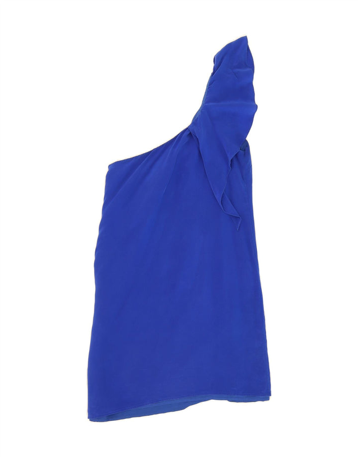 OASIS Womens One Shoulder Top UK 12 Medium  Blue Silk Vintage Oasis and Second-Hand Oasis from Messina Hembry 