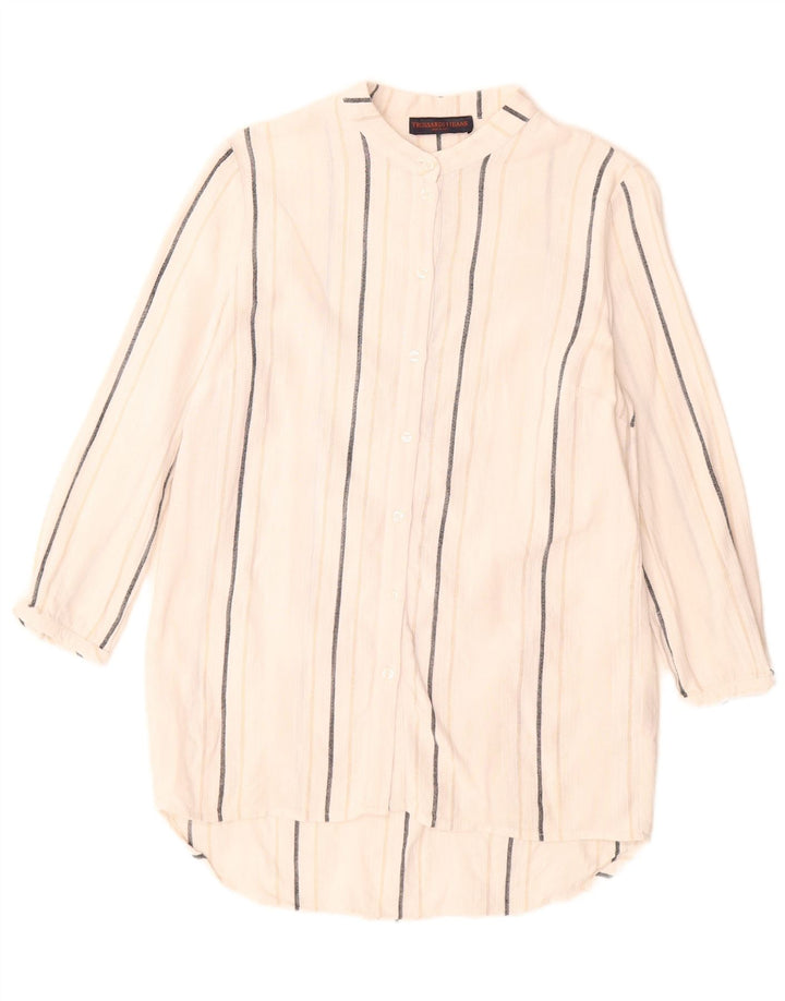 Blusa Camicia Donna Trussardi Jeans Lunga IT 40 Small Righe Bianche