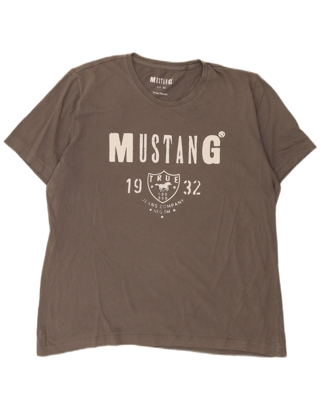 T-shirt grafica da uomo Mustang Top XL in cotone grigio