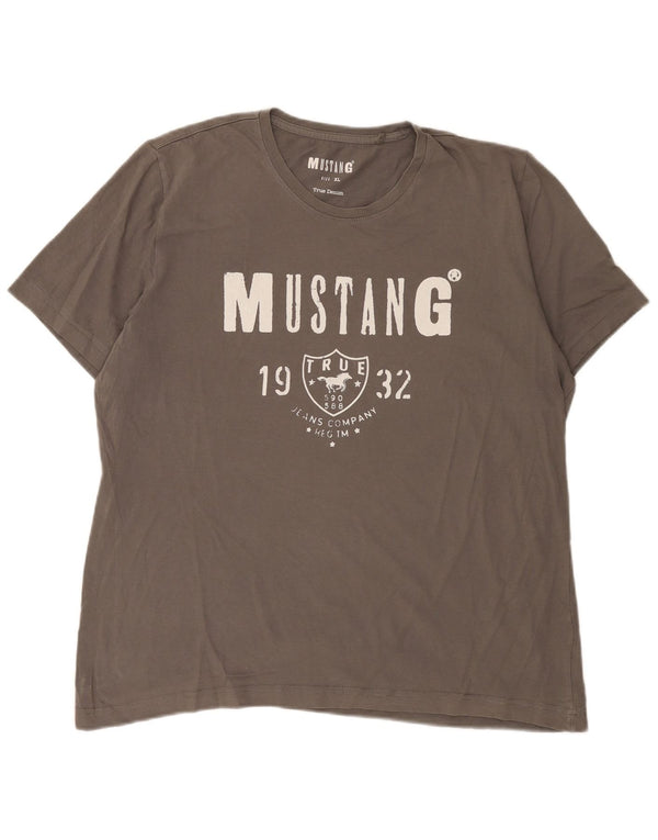 T-shirt grafica da uomo Mustang Top XL in cotone grigio