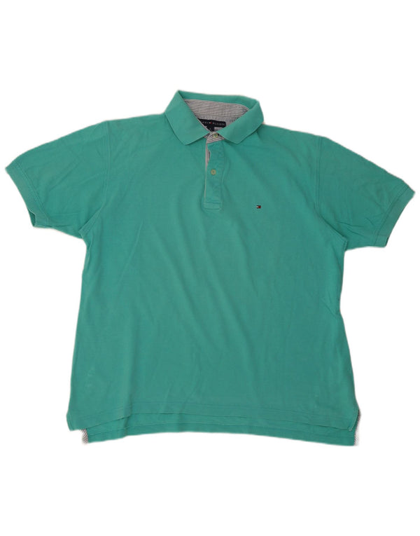 Polo da uomo Tommy Hilfiger XL in cotone turchese