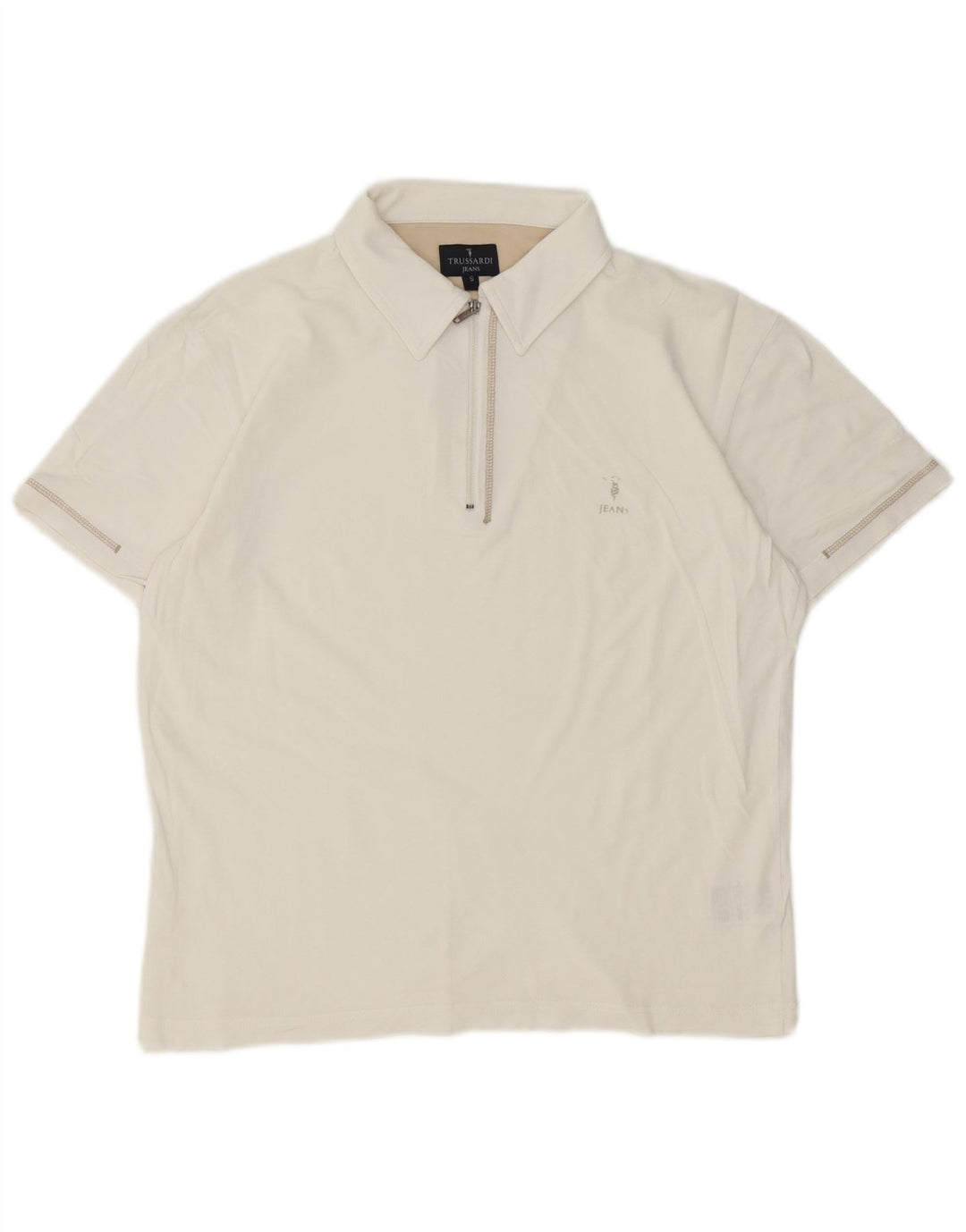 Polo Uomo Trussardi Jeans Small Bianca In Cotone