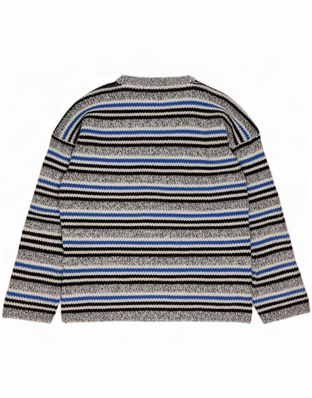 Maglione vintage da uomo con scollo a V grigio medio a righe