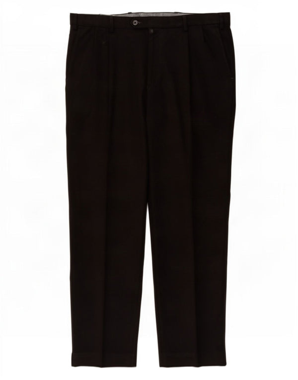 Pantaloni da abito regolari da uomo Marks & Spencer W38 L31 poliestere nero