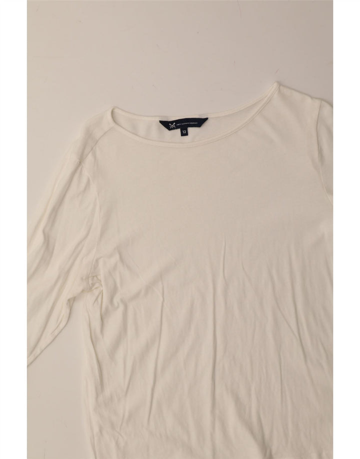 CREW CLOTHING Womens Top 3/4 Sleeve UK 12 Medium  White Cotton Vintage Crew Clothing and Second-Hand Crew Clothing from Messina Hembry 