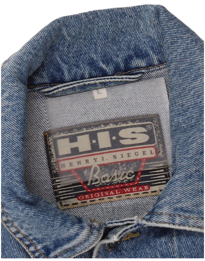 Henry I Siegel H.I.S Giacca di jeans da uomo UK 40 Large Blu Cotone