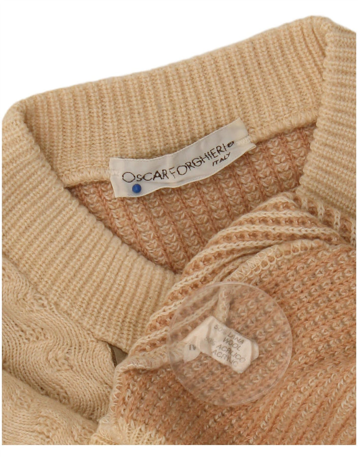 Oscar Forghieri Maglione girocollo da uomo in lana a righe beige medio