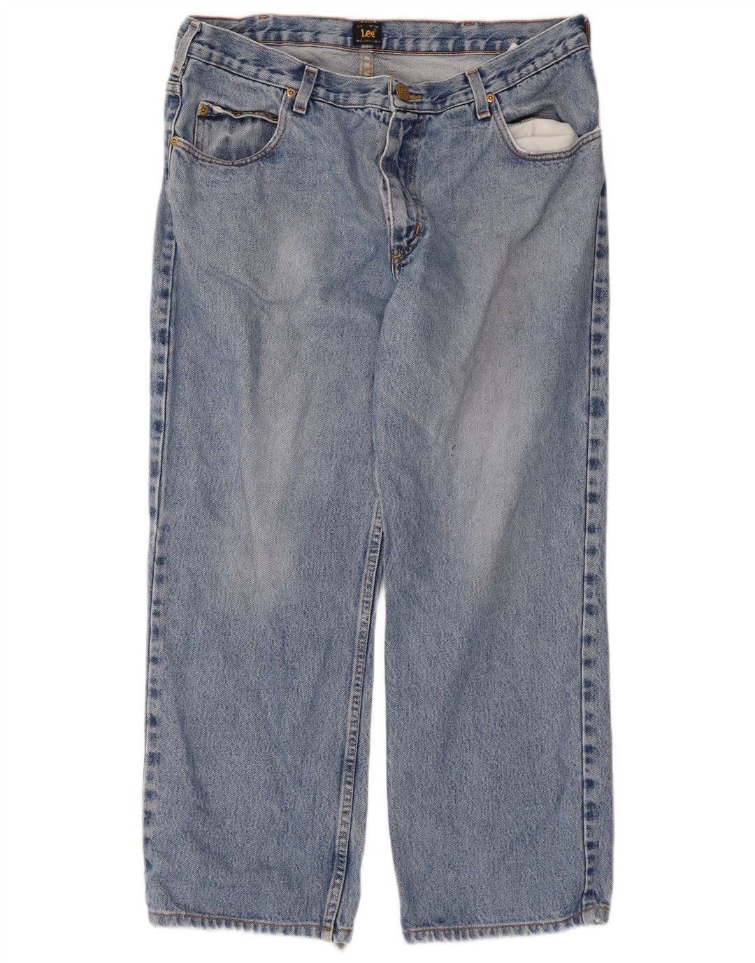 Jeans dritti tagliati Lee Brooklyn da uomo W36 L26 cotone blu