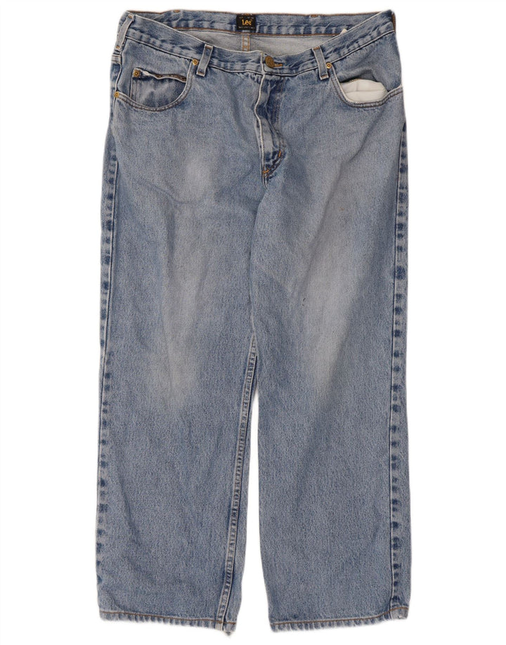 Jeans dritti tagliati Lee Brooklyn da uomo W36 L26 cotone blu