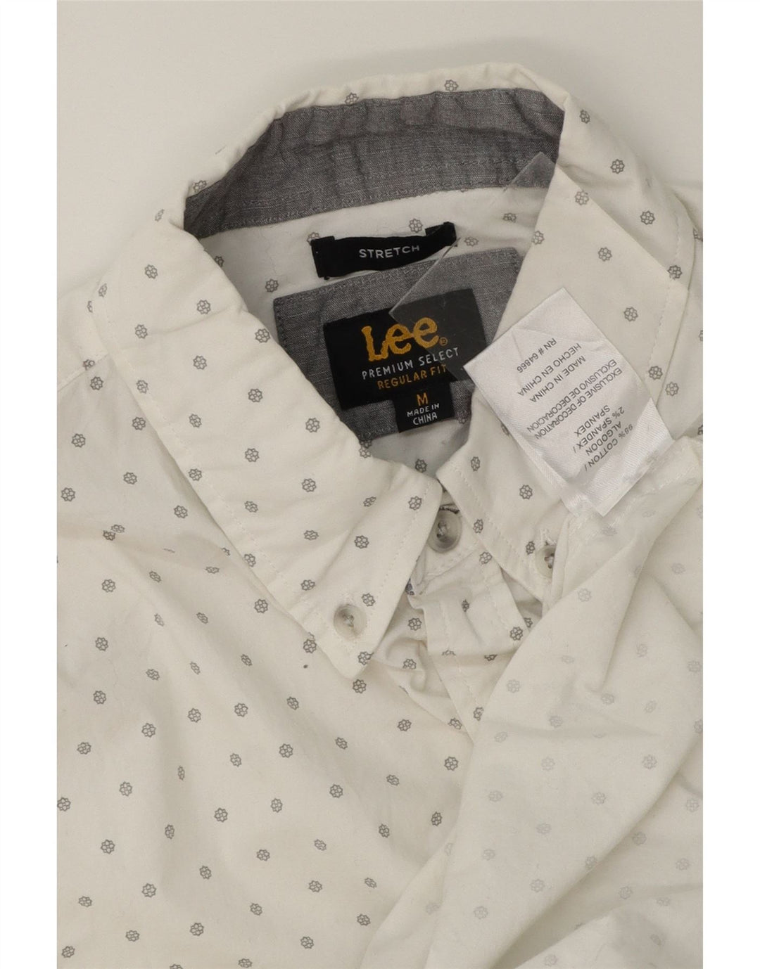 LEE Mens Regular Fit Short Sleeve Shirt Medium White Spotted Cotton Vintage Lee and Second-Hand Lee from Messina Hembry 