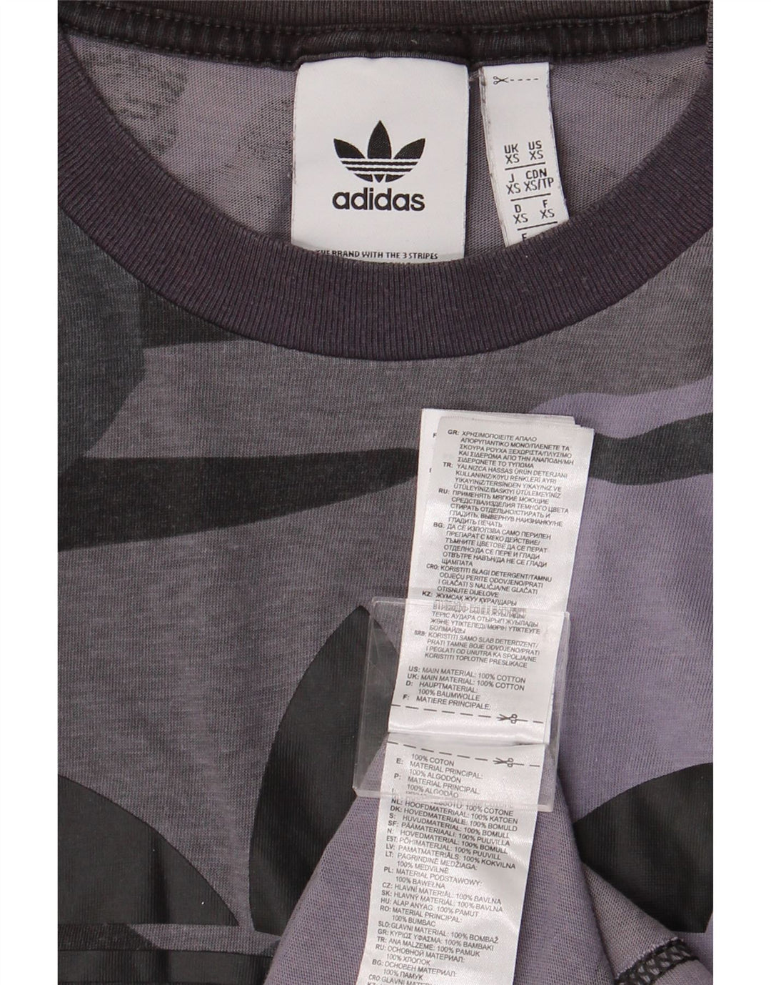 T-shirt grafica da uomo ADIDAS Top XS in cotone mimetico grigio