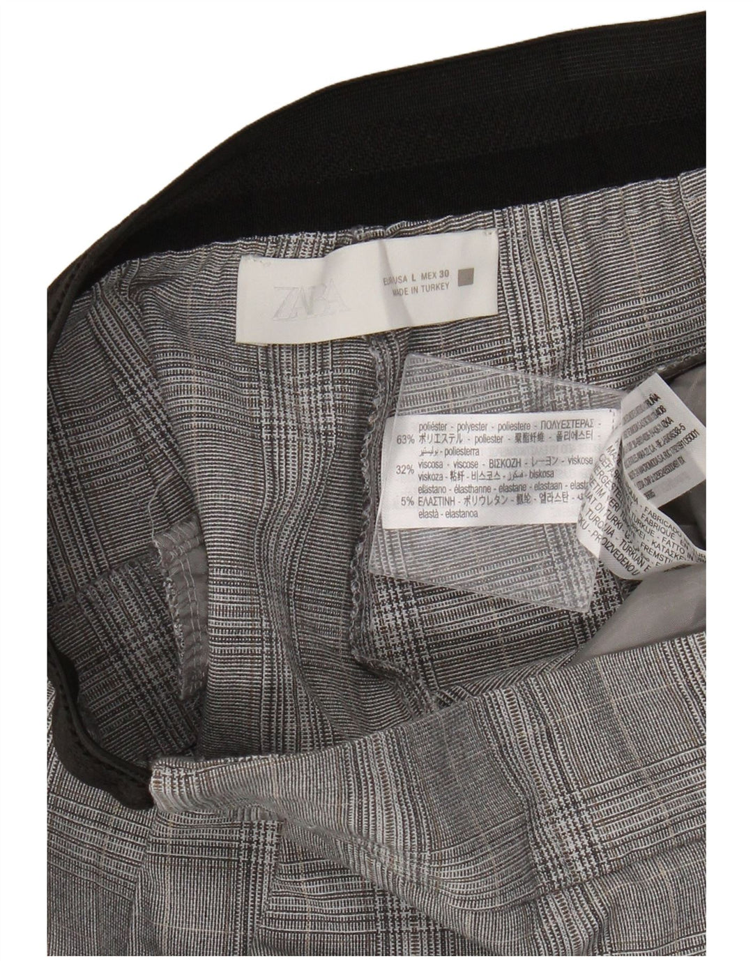 Pantaloni chino slim da donna Zara grandi W30 L27 poliestere a quadri grigi