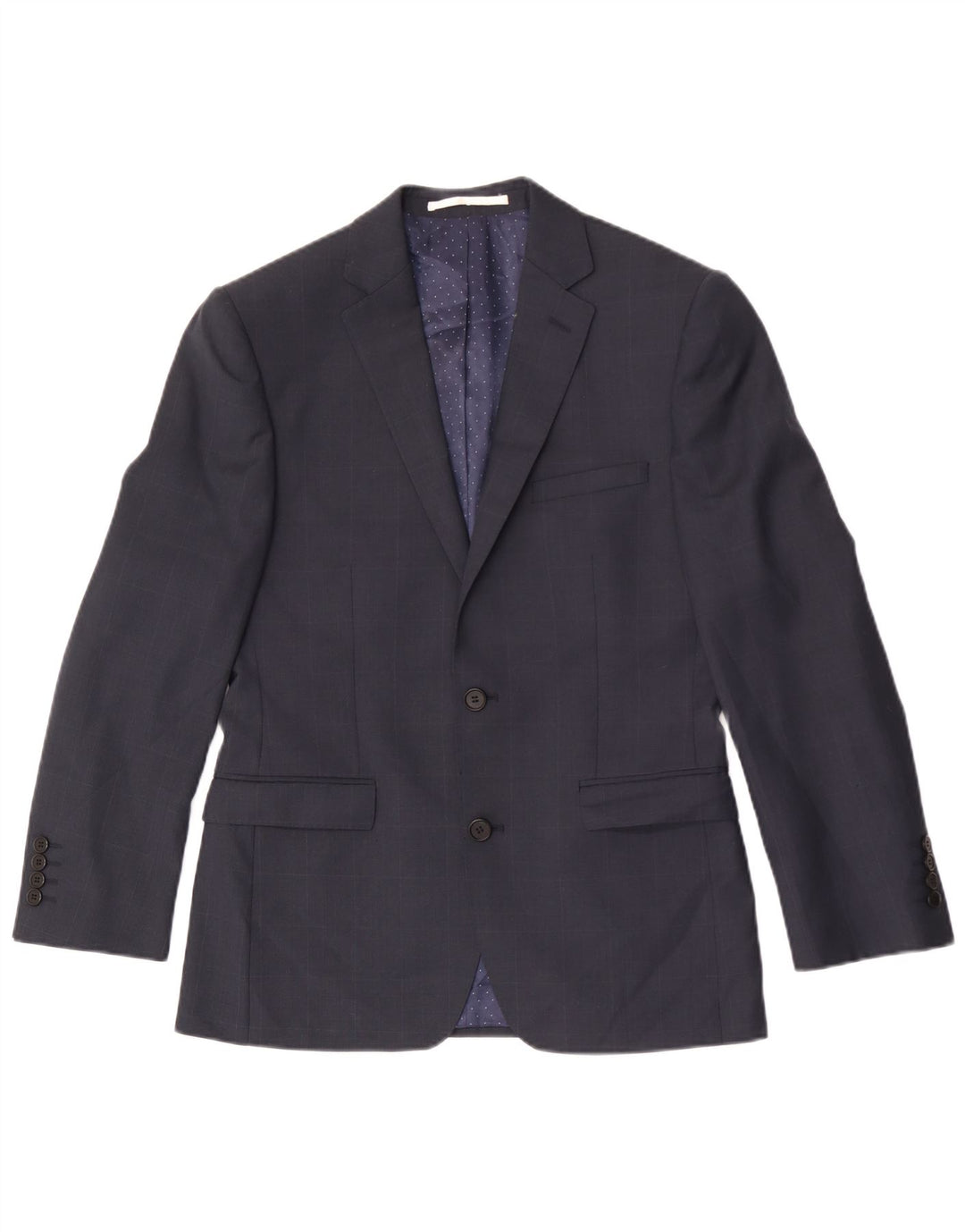 Giacca blazer da uomo a 2 bottoni French Connection UK 36 piccola in lana blu navy