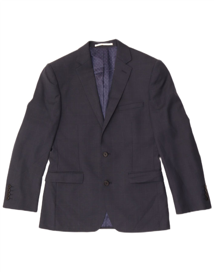Giacca blazer da uomo a 2 bottoni French Connection UK 36 piccola in lana blu navy