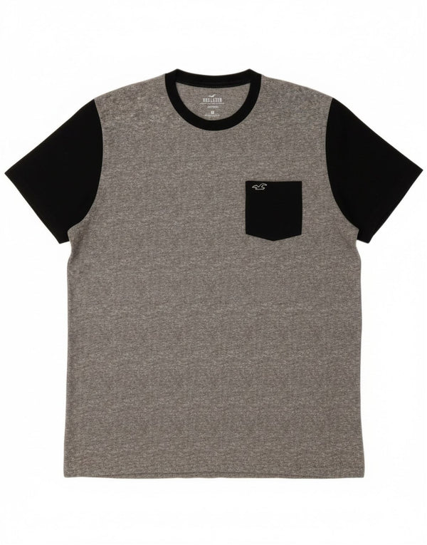 T-shirt Hollister da uomo Top Large in cotone color block grigio