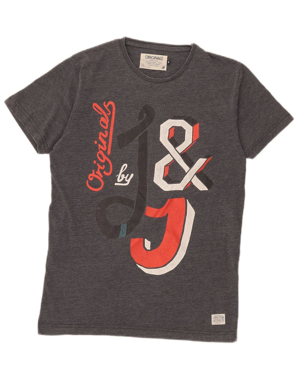 T-shirt grafica da uomo Jack & Jones Top in cotone grigio medio