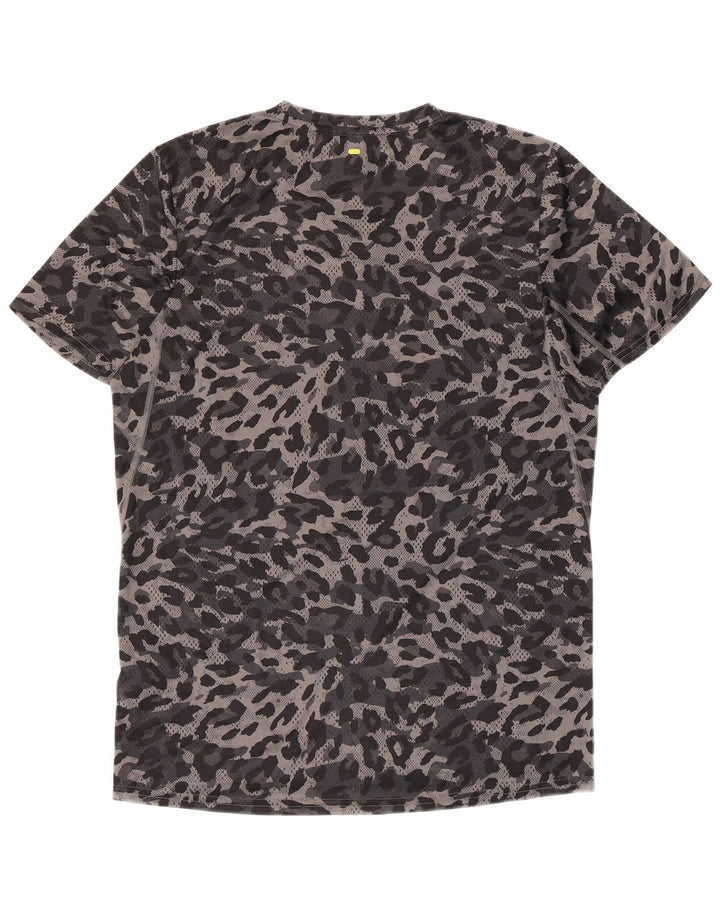 T-shirt Adidas Aeroready da uomo, piccola, in poliestere con stampa animalier grigia