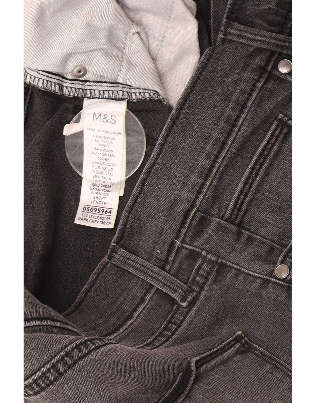 Jeans slim da uomo Marks & Spencer W34 L29 cotone grigio
