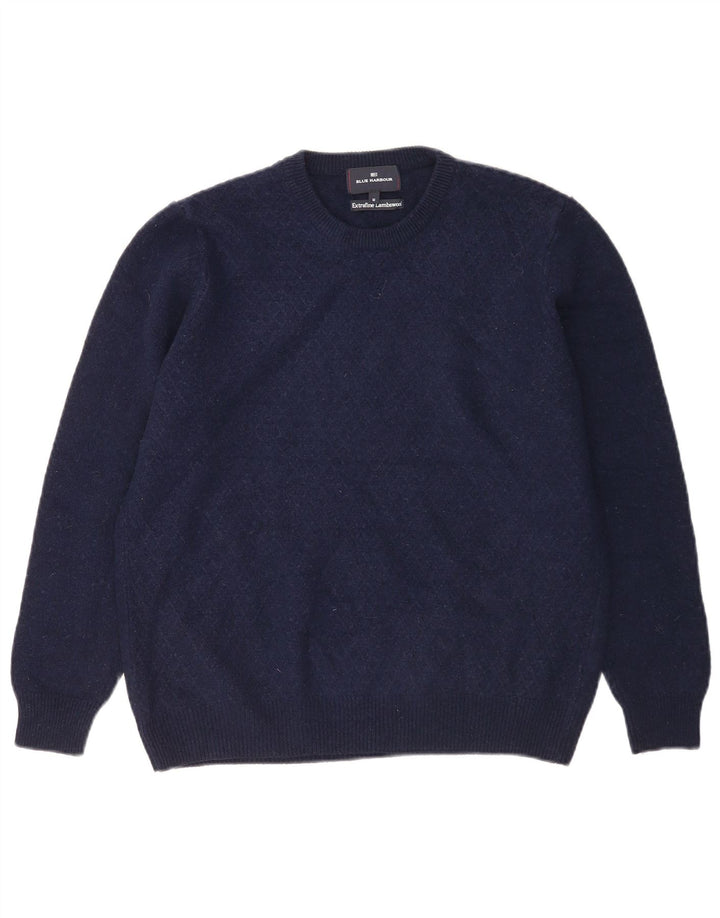 Maglione maglione girocollo da uomo Marks & Spencer blu navy medio