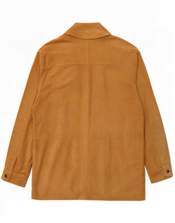 Giacca vintage in pelle scamosciata da uomo UK 40 grande beige
