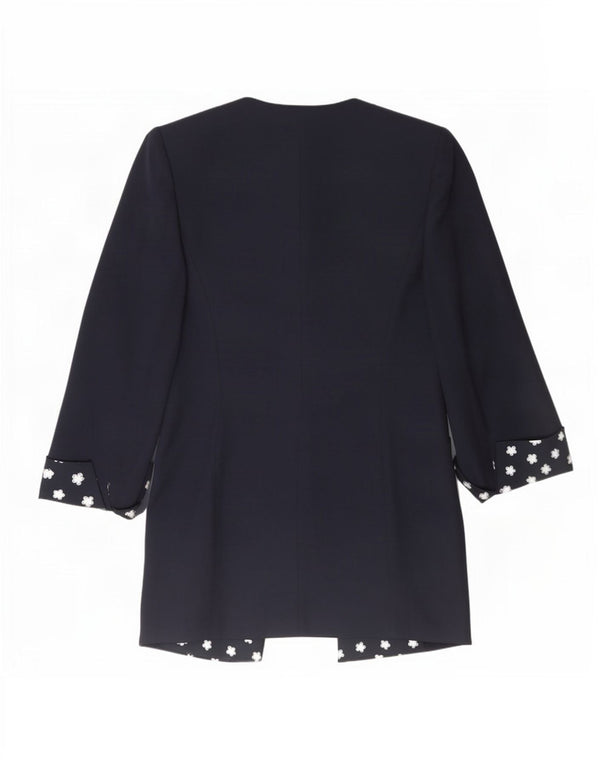 Giacca Blazer Lunga da Donna Luisa Spagnoli IT 48 XL Blu Navy Floreale