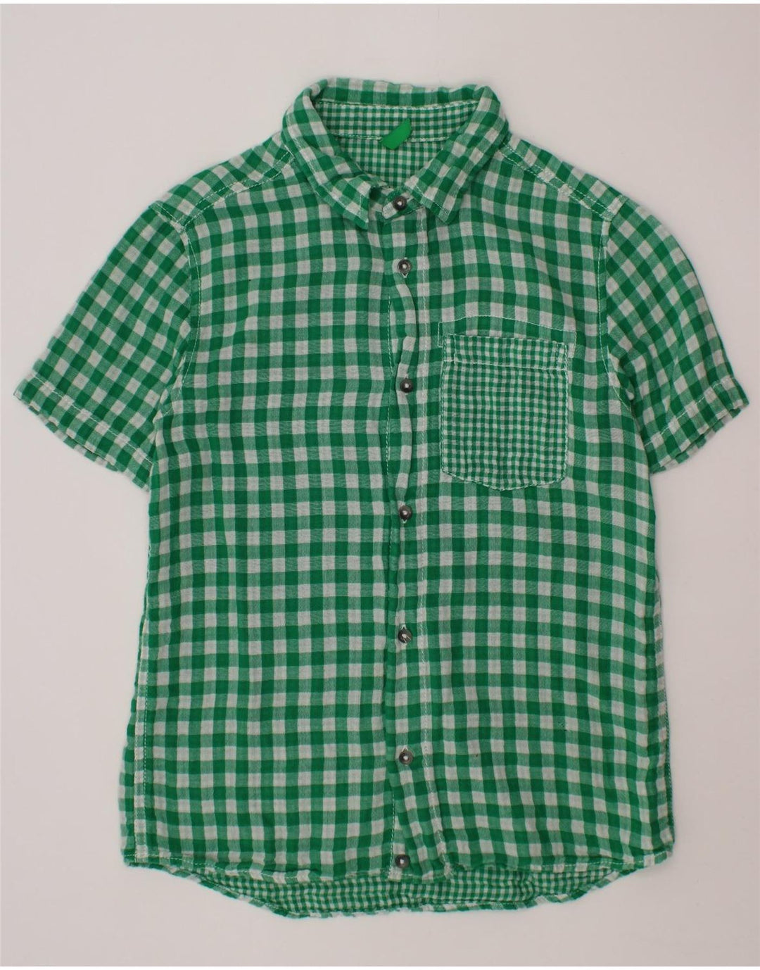 Camicia a maniche corte per bambino BENETTON 10-11 anni a quadretti verdi