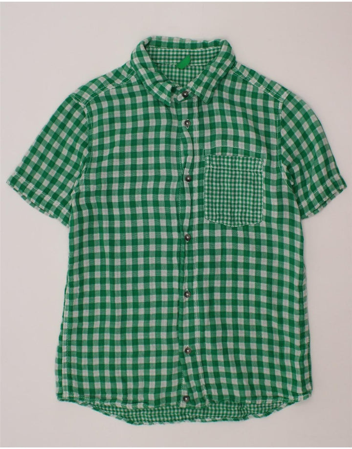 Camicia a maniche corte per bambino BENETTON 10-11 anni a quadretti verdi