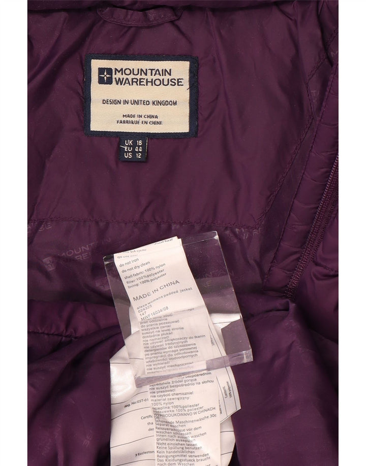 MOUNTAIN WAREHOUSE Cappotto imbottito con cappuccio da donna UK 16 Piccolo nylon viola