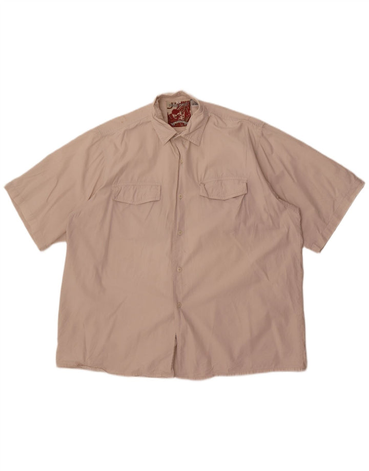 Camicia vintage da uomo a maniche corte grande in cotone bianco