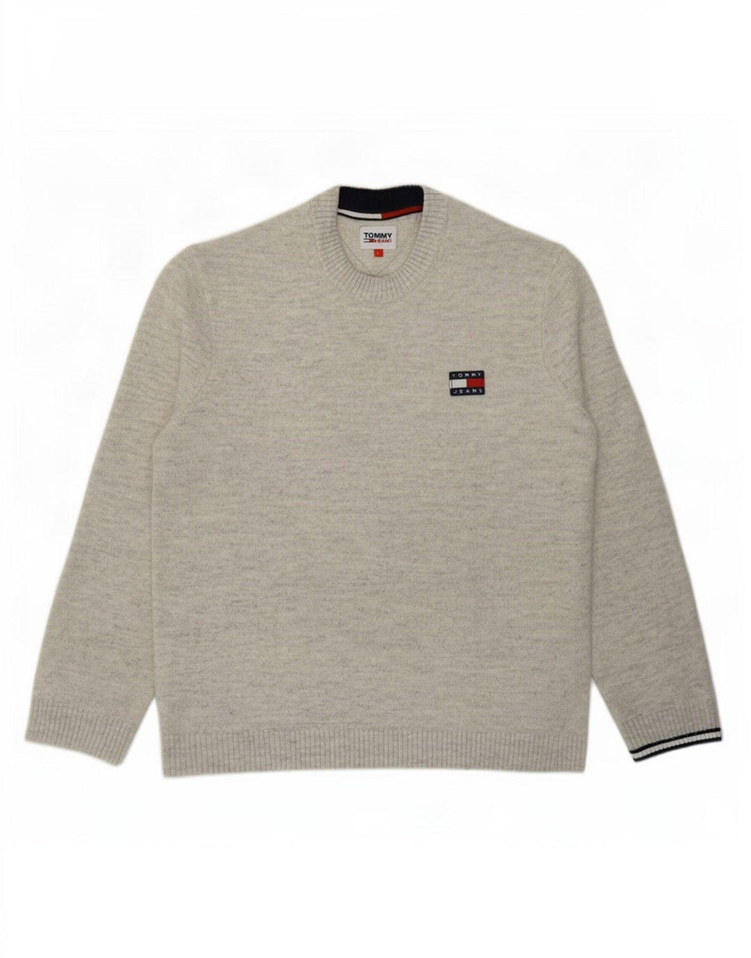 Maglione maglione girocollo da uomo Tommy Hilfiger grande acrilico chiazzato grigio
