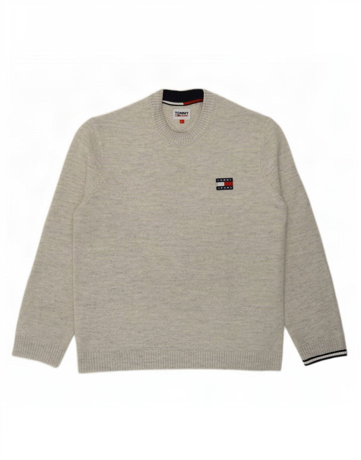 Maglione maglione girocollo da uomo Tommy Hilfiger grande acrilico chiazzato grigio