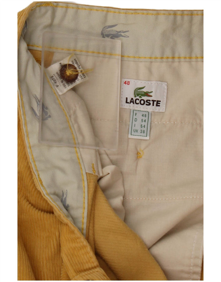 LACOSTE Mens Straight Corduroy Trousers Size 48 XL W38 L31 Yellow Cotton