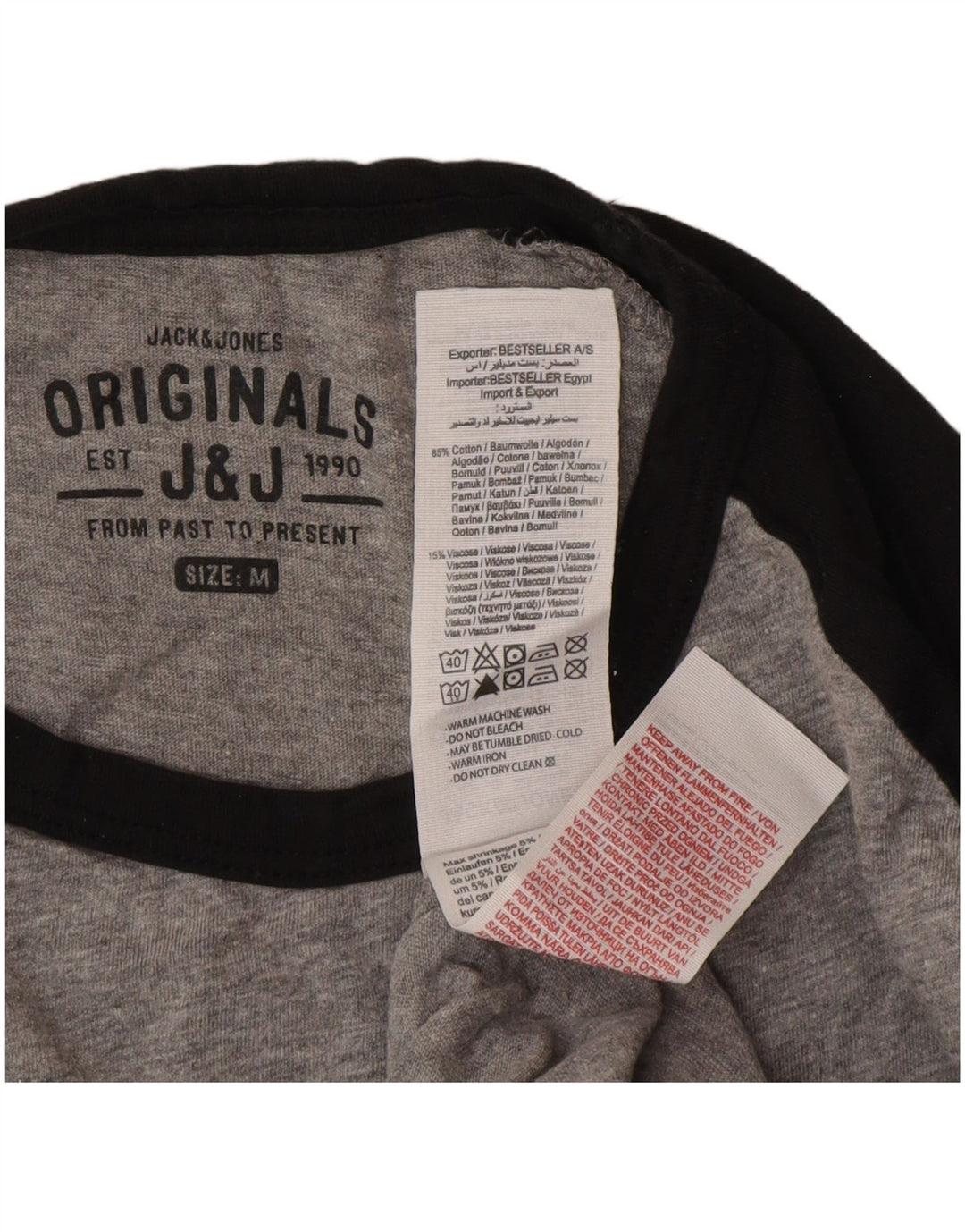 Jack & Jones Top da uomo a maniche lunghe in cotone grigio medio