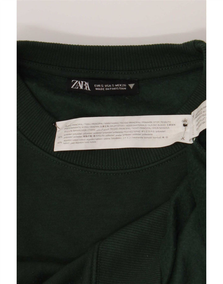 Felpa corta oversize da donna Zara, maglione, UK 10, piccola, verde, in poliestere
