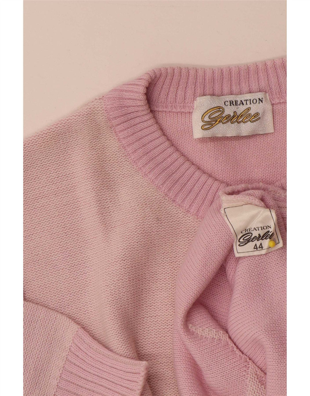 Maglione maglione girocollo da donna vintage IT 44 rosa medio floreale