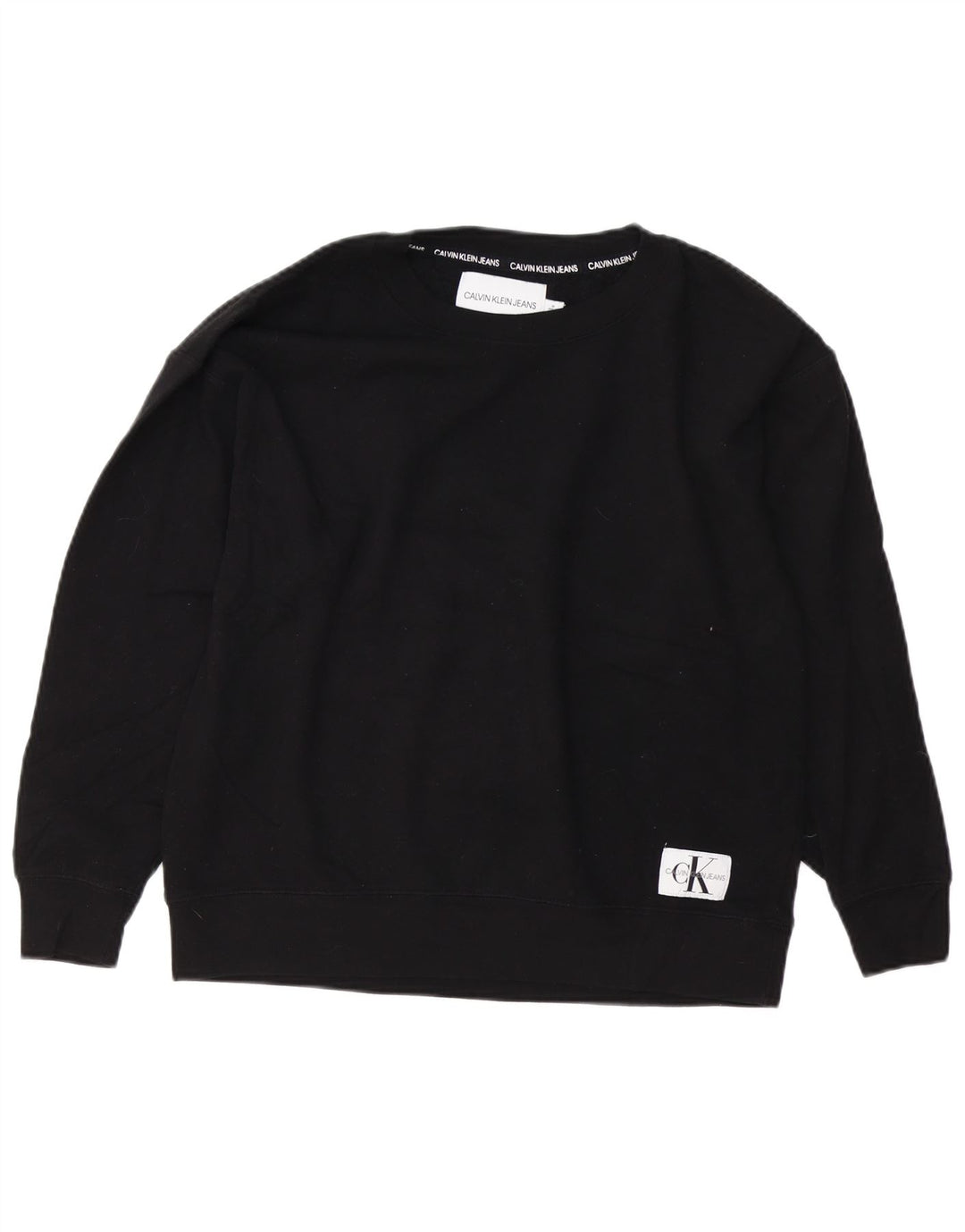 CALVIN KLEIN JEANS Felpa da donna Maglione UK 14 Medio Nero Cotone