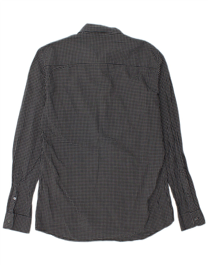 Camicia da uomo slim fit in flanella French Connection piccola in cotone a quadri neri