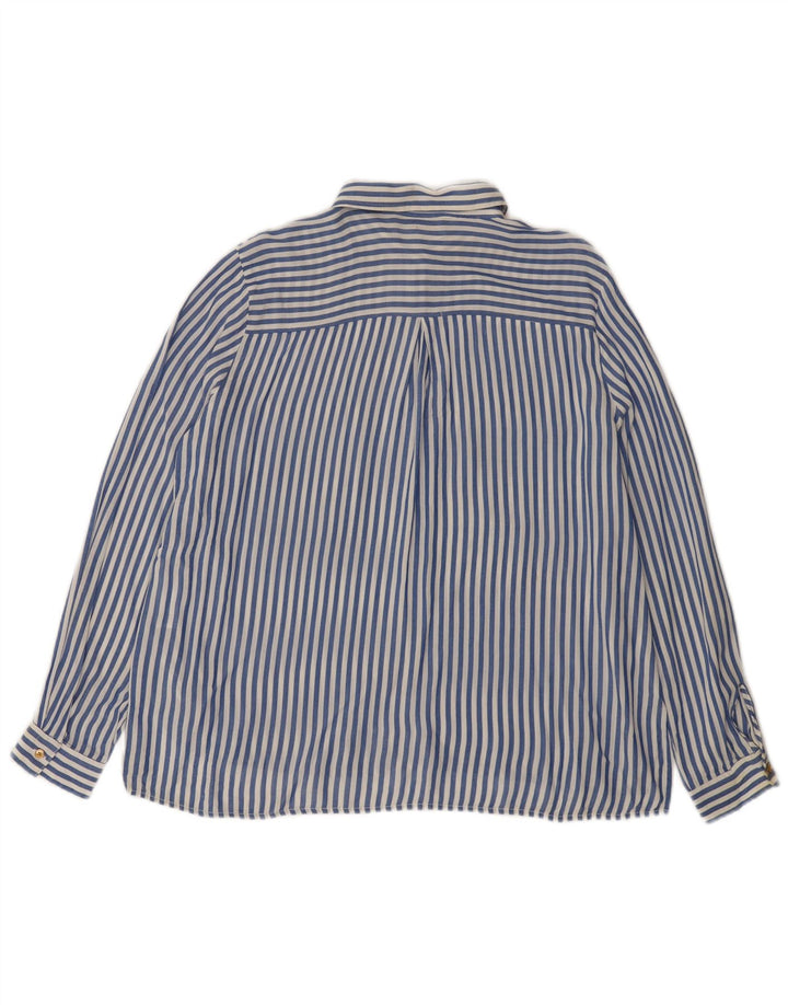 Camicia Zara da donna UK 14 Viscosa gessata blu medio